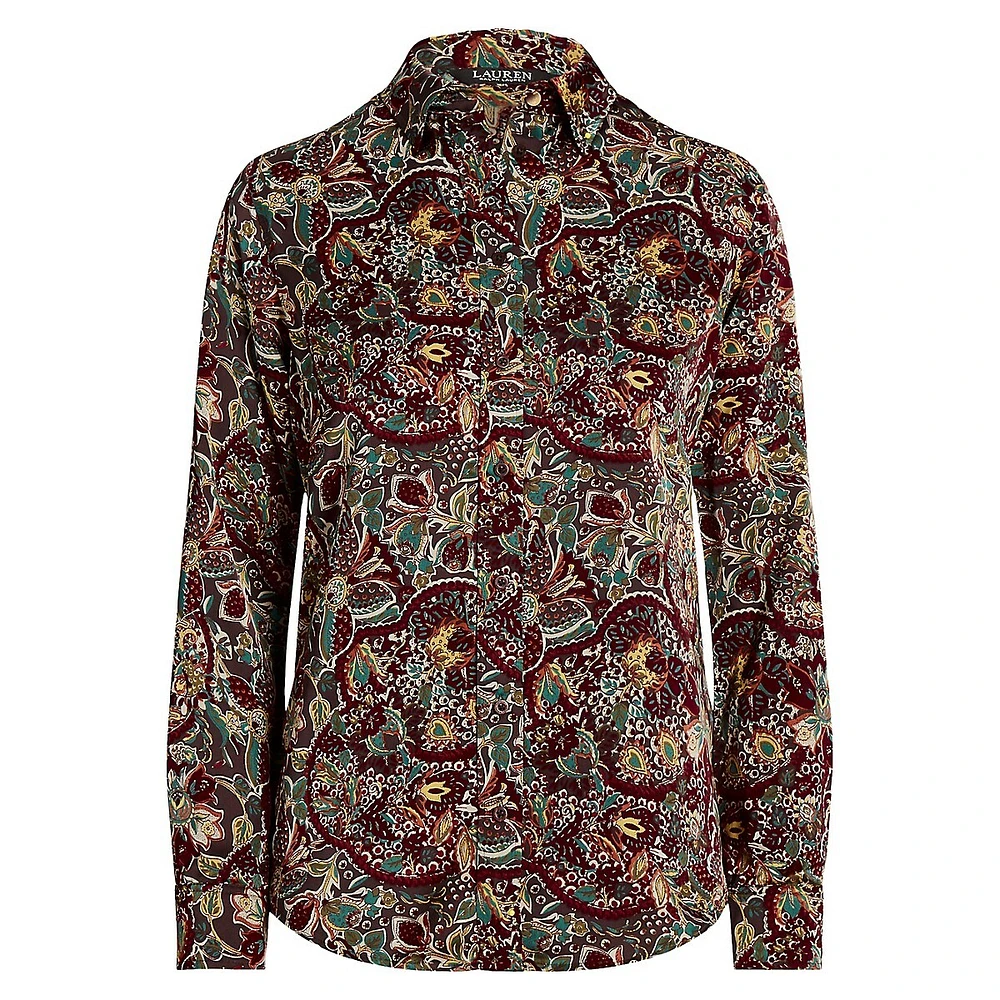 Floral Satin Charmeuse Shirt