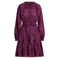 Fit-and-Flare Blouson-Sleeve Dress