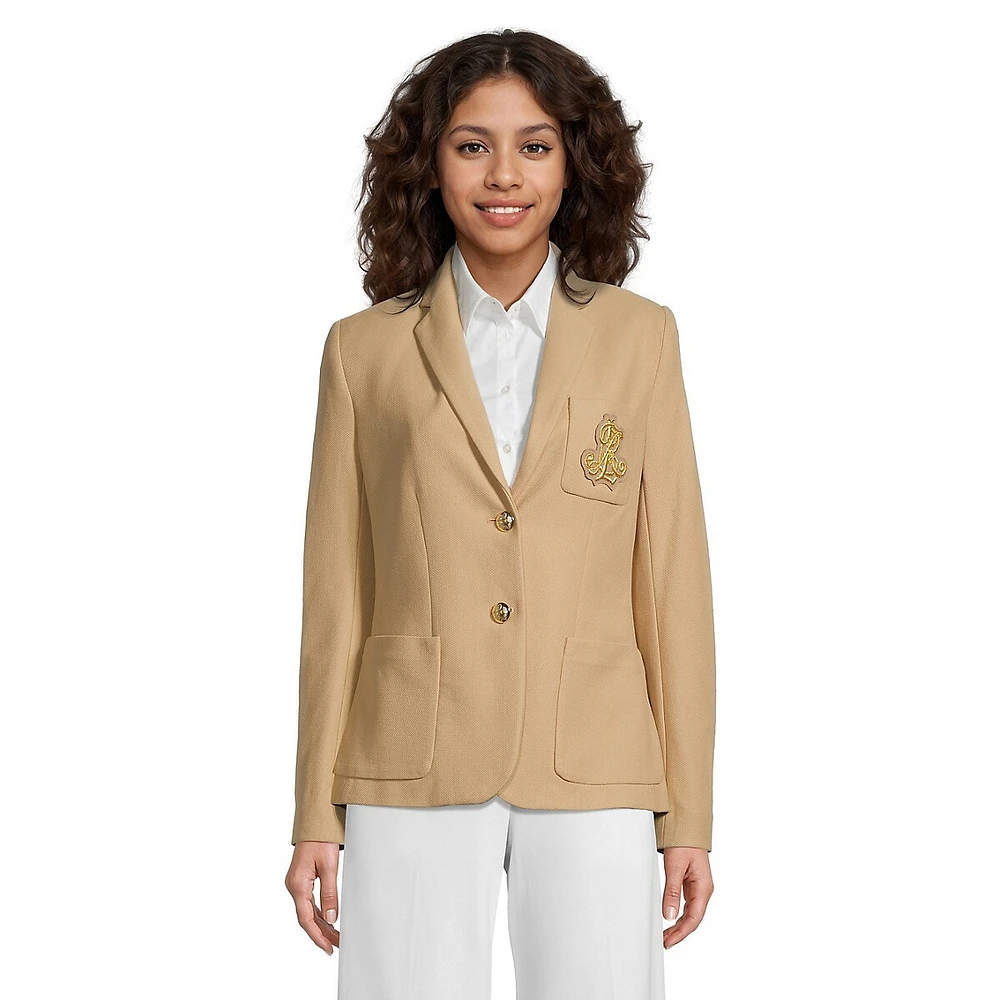 Slim-Fit Bullion LRL-Patch Jacquard Blazer