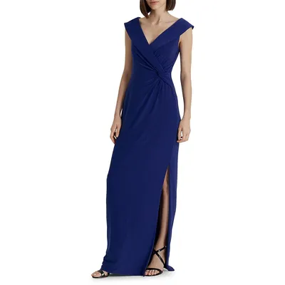 Knot-Waist Side-Slit Gown