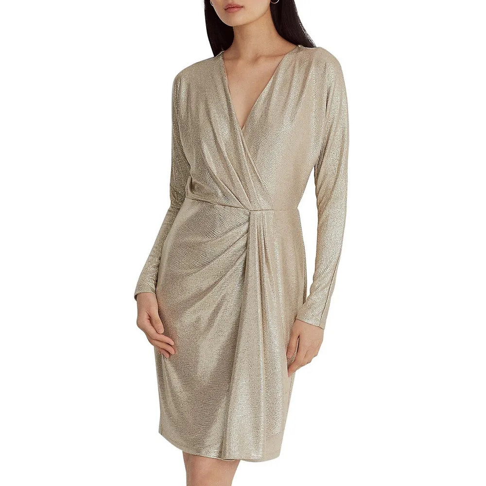 Metallic Stretch Knit Cocktail Dress