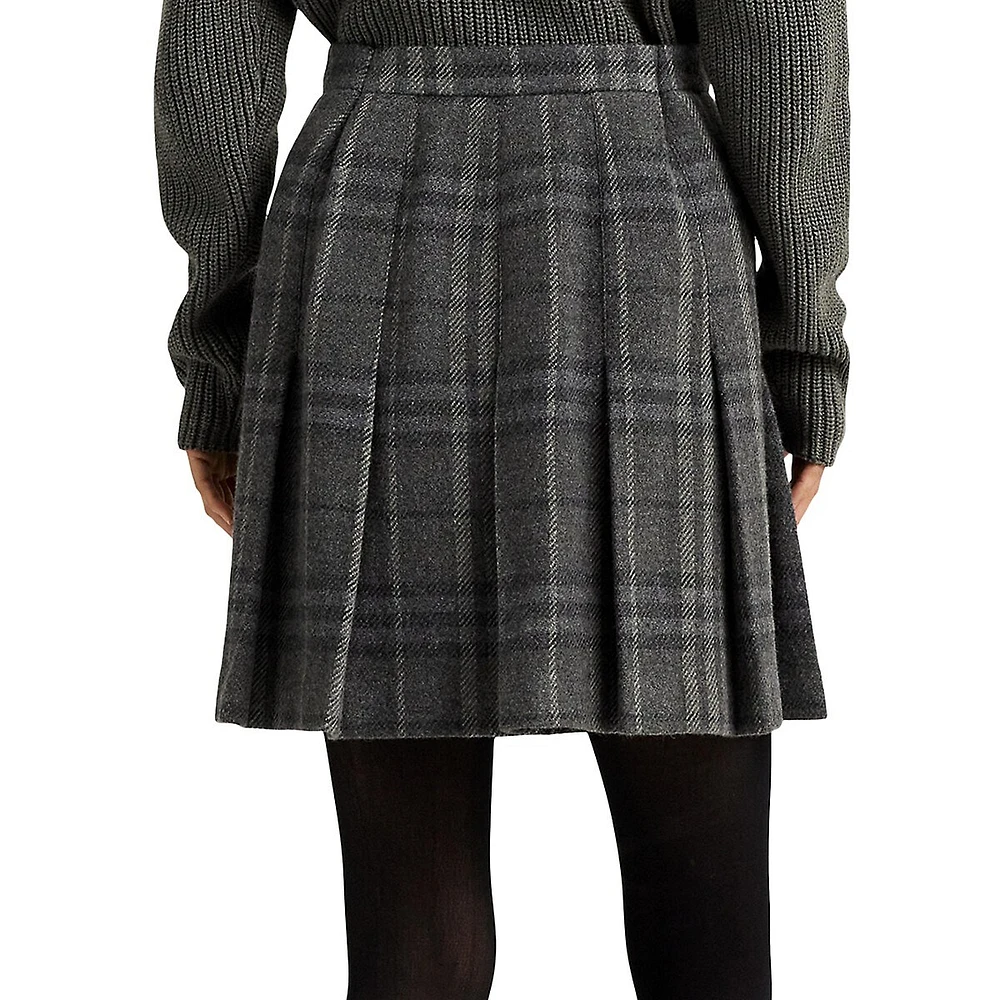 Wool-Blend Tweed Buttoned Mini A-Line Skirt