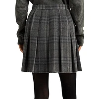 Wool-Blend Tweed Buttoned Mini A-Line Skirt