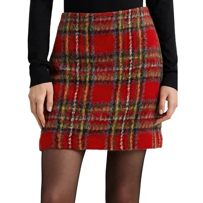 ​Plaid Mohair Pencil Mini Skirt