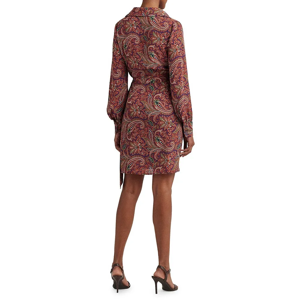 Fiondra Paisley-Print Side-Tie Dress