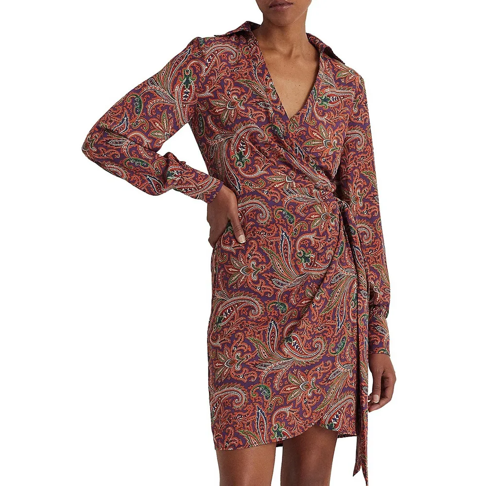 Fiondra Paisley-Print Side-Tie Dress