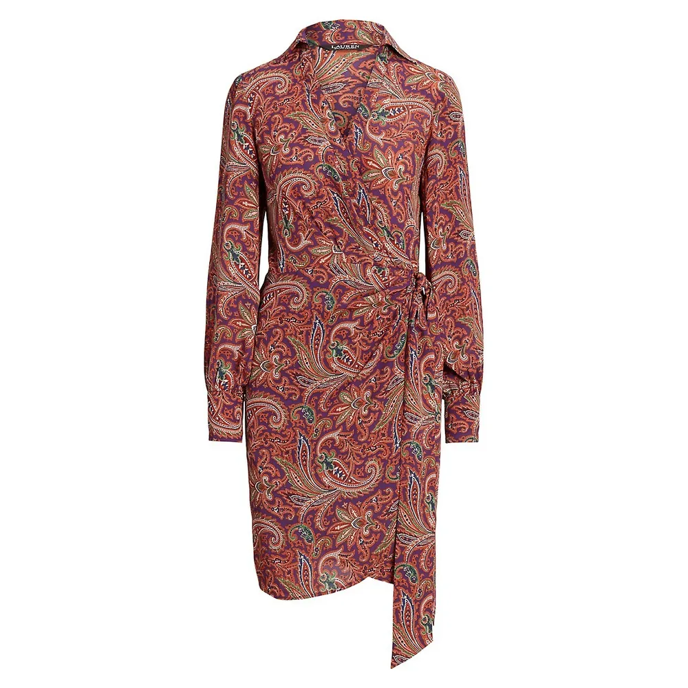 Fiondra Paisley-Print Side-Tie Dress