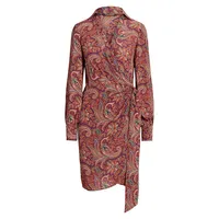 Fiondra Paisley-Print Side-Tie Dress