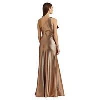 One-Shoulder Metallic Charmeuse Gown