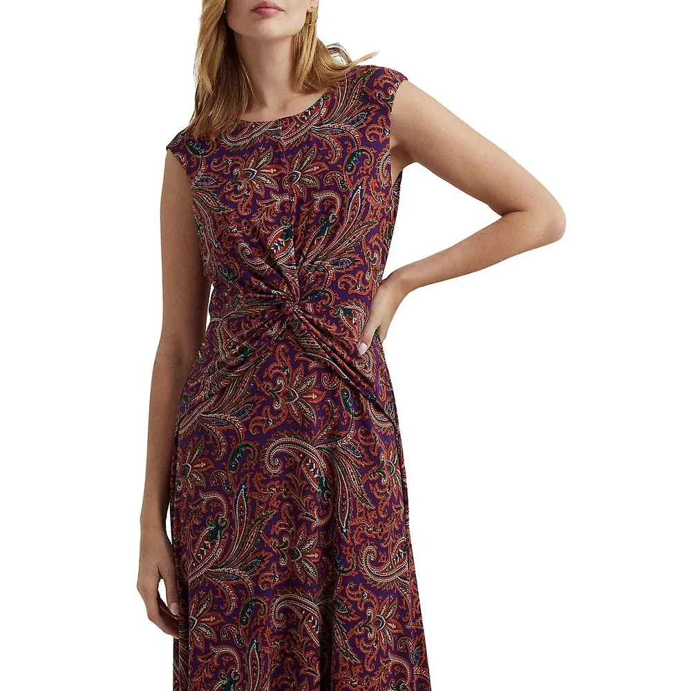 Twist-Front Midi Dress