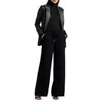 Pantalon à jambe large en jacquard motif ceinture