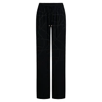 Pantalon à jambe large en jacquard motif ceinture
