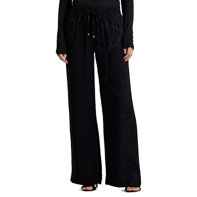 Pantalon à jambe large en jacquard motif ceinture