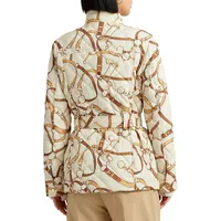 Printed Belted Down Utility Coat