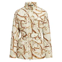 Printed Belted Down Utility Coat