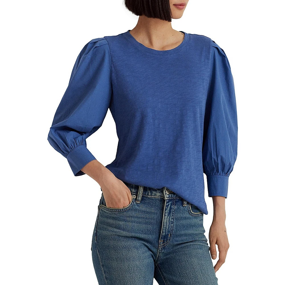 Puff-Sleeve Poplin Blouse