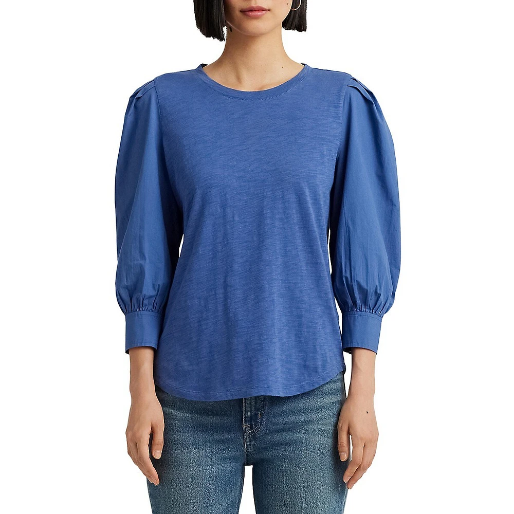 Puff-Sleeve Poplin Blouse