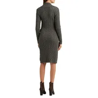Cable-Knit Buckle-Trim Sweater Dress