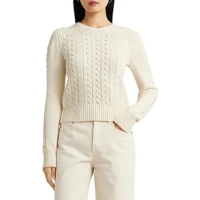 Cable-Knit Puff-Sleeve Sweater