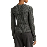 Cable-Knit Puff-Sleeve Sweater