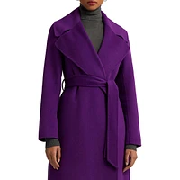 Wool-Blend Belted Wrap Coat