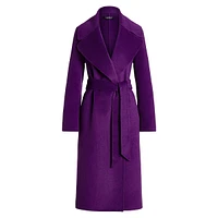 Wool-Blend Belted Wrap Coat