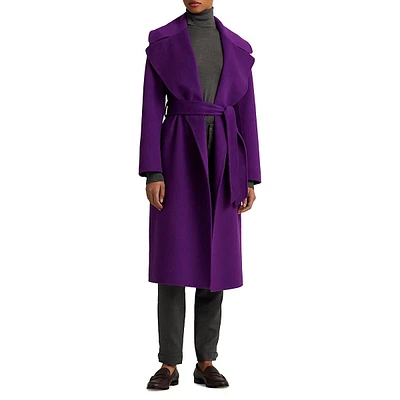 Wool-Blend Belted Wrap Coat