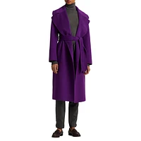 Wool-Blend Belted Wrap Coat