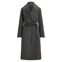 Wool-Blend Belted Wrap Coat