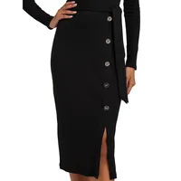 Tied Rib-Knit Buttoned Midi Dress