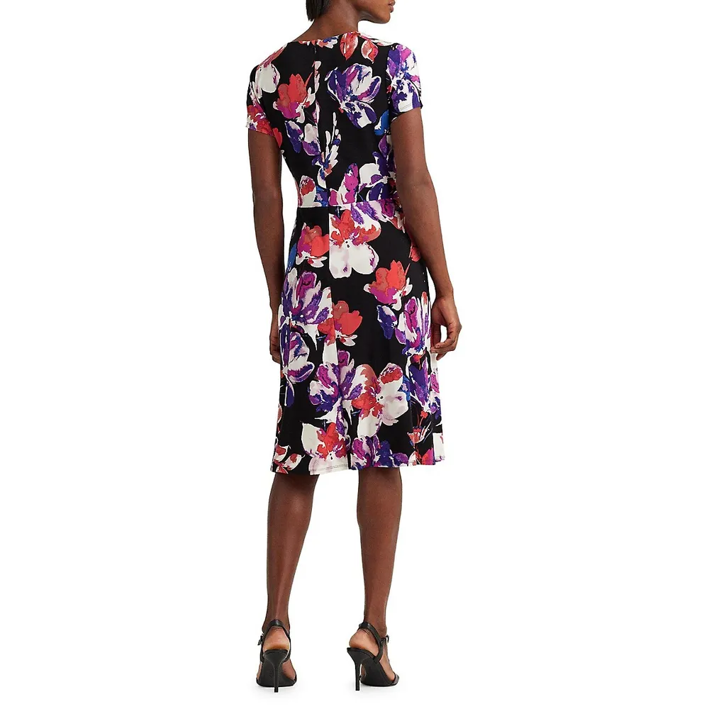 Floral Surplice O-Ring Dress
