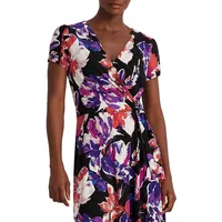 Floral Surplice O-Ring Dress