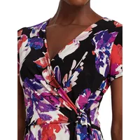 Floral Surplice O-Ring Dress