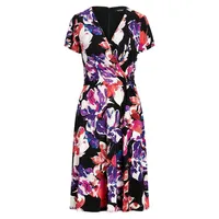 Floral Surplice O-Ring Dress