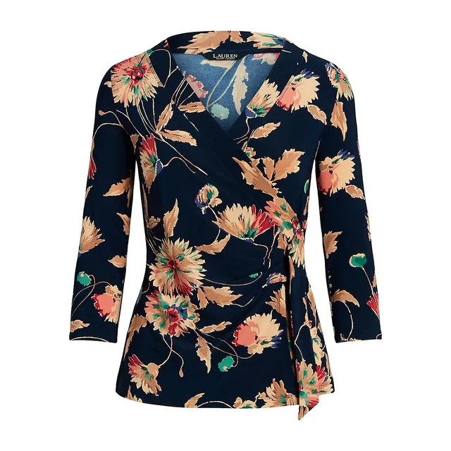 Lauren Ralph Lauren Floral Faux Wrap Top