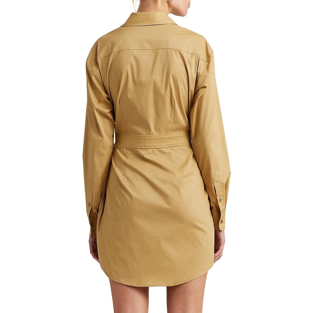 Belted Wrap Shirt Dress