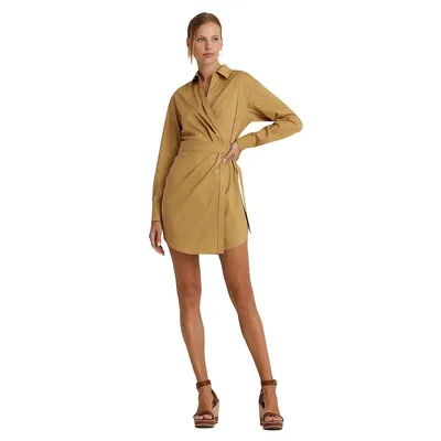 Belted Wrap Shirt Dress