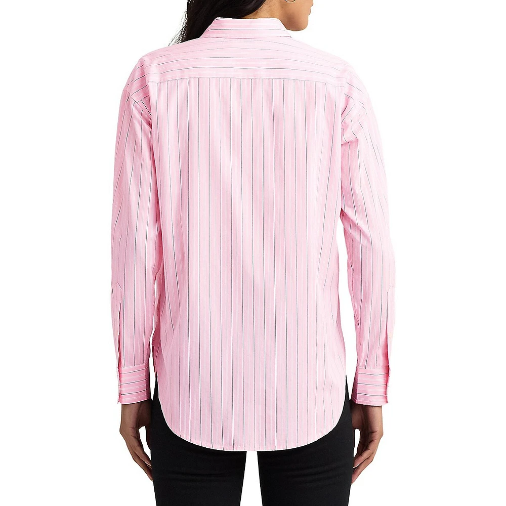 Pinstriped Linen Button-Down Shirt