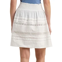 Lace-Trim Smocked A-Line Mini Skirt