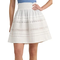 Lace-Trim Smocked A-Line Mini Skirt