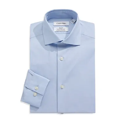 Chemise habillée de coupe ajustée en tissu extensible et infroissable à carreaux