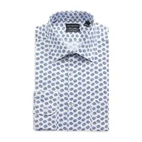 Performance Knit Moisture-Wicking Quick-Dry Slim-Fit Leaf-Print Dress Shirt