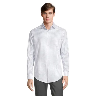 Wicking & Quick Dry Slim-Fit Performance Knit Check Dress Shirt