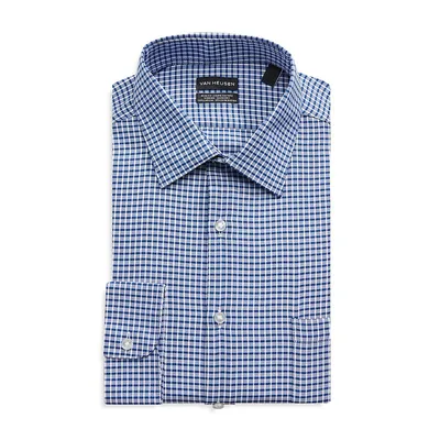 Performance Knit Moisture-Wicking Quick-Dry Slim-Fit Check Dress Shirt