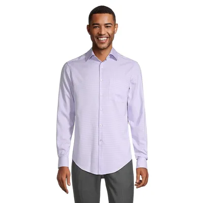 Slim-Fit Moisture-Wicking Quick-Dry Graph Check Dress Shirt