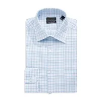 Performance Knit Moisture-Wicking Quick-Dry Slim-Fit Plaid Dress Shirt