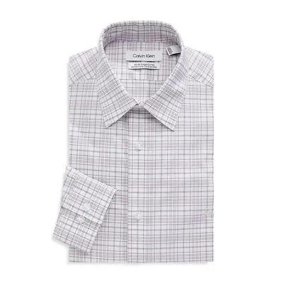 Chemise habillée de coupe étroite à carreaux en tissu extensible et col flexible