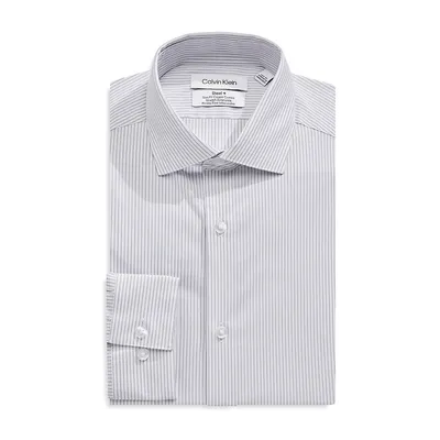 Steel+ Slim-Fit Stretch Wrinkle-Free Pinstripe Dress Shirt