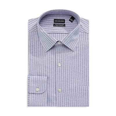 Slim-Fit Wicking & Quick-Dry Checkered Dress Shirt