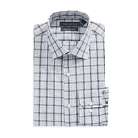 Slim-Fit Stretch-Cotton Plaid Dress Shirt